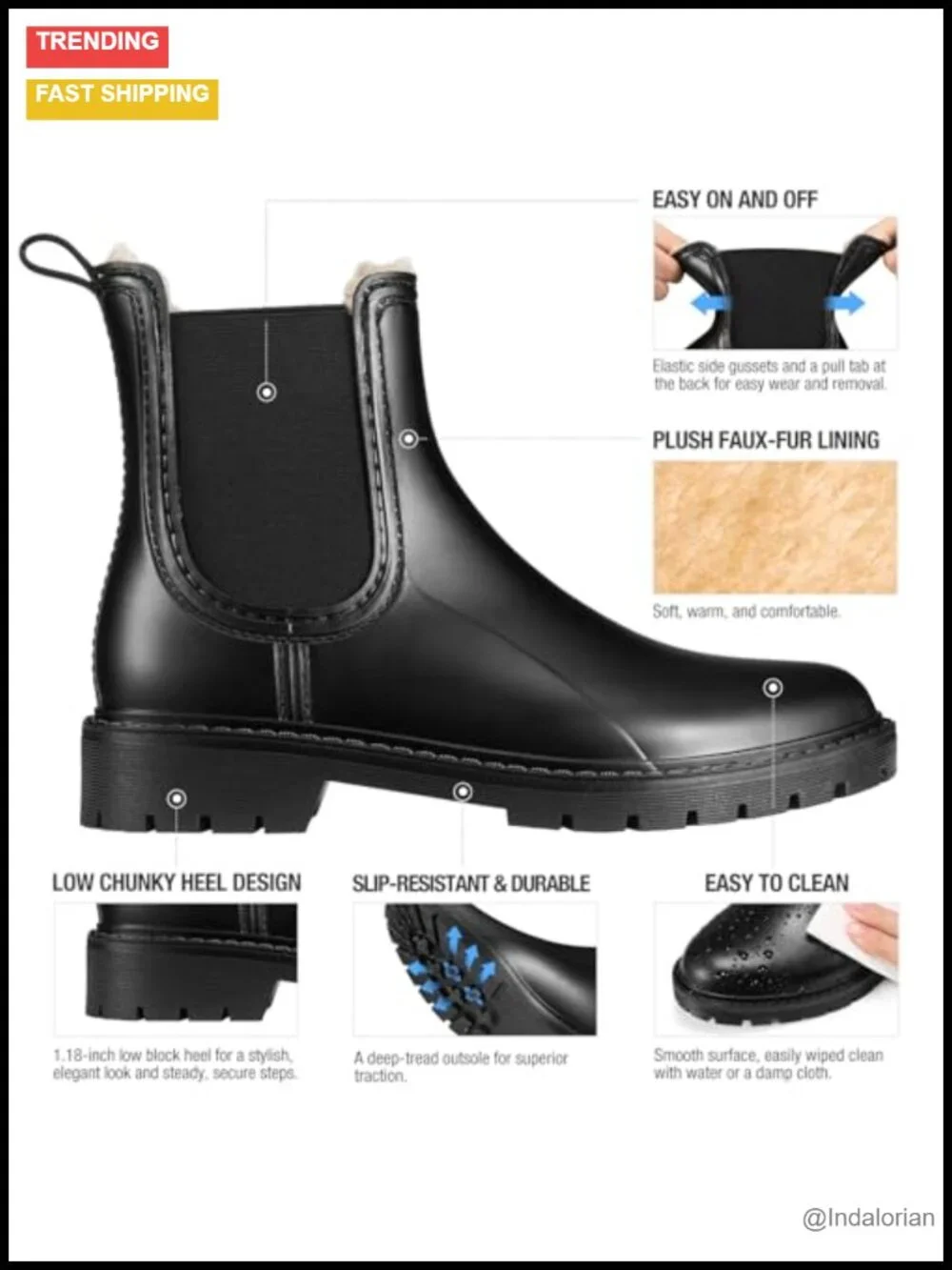 Women's Waterproof Insulated Snow Boots Fur Lined Chelsea Ankle Booties